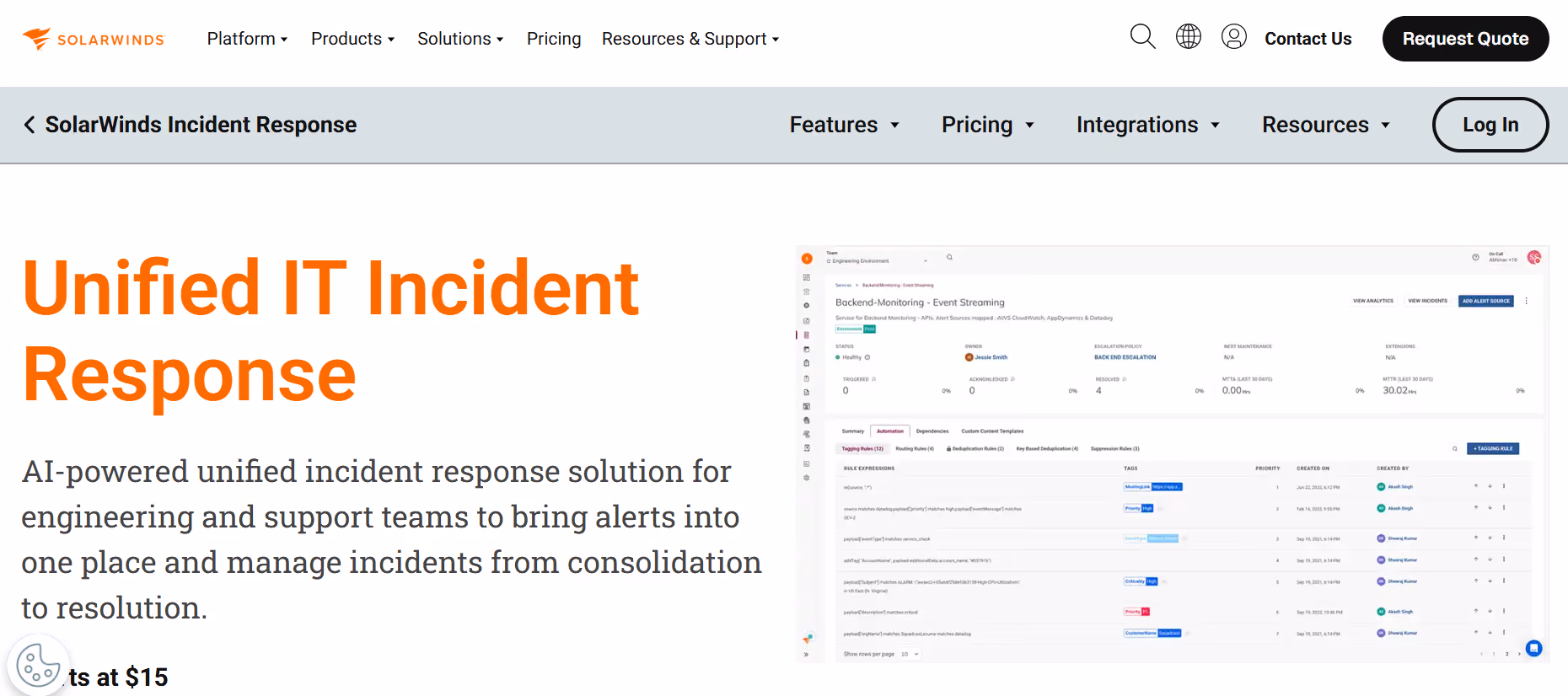 squadcast & soalrwinds incident management