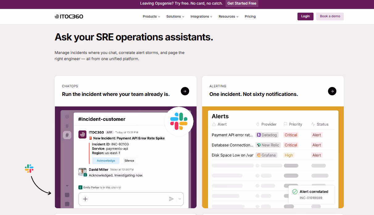 AI incident management software ITOC360