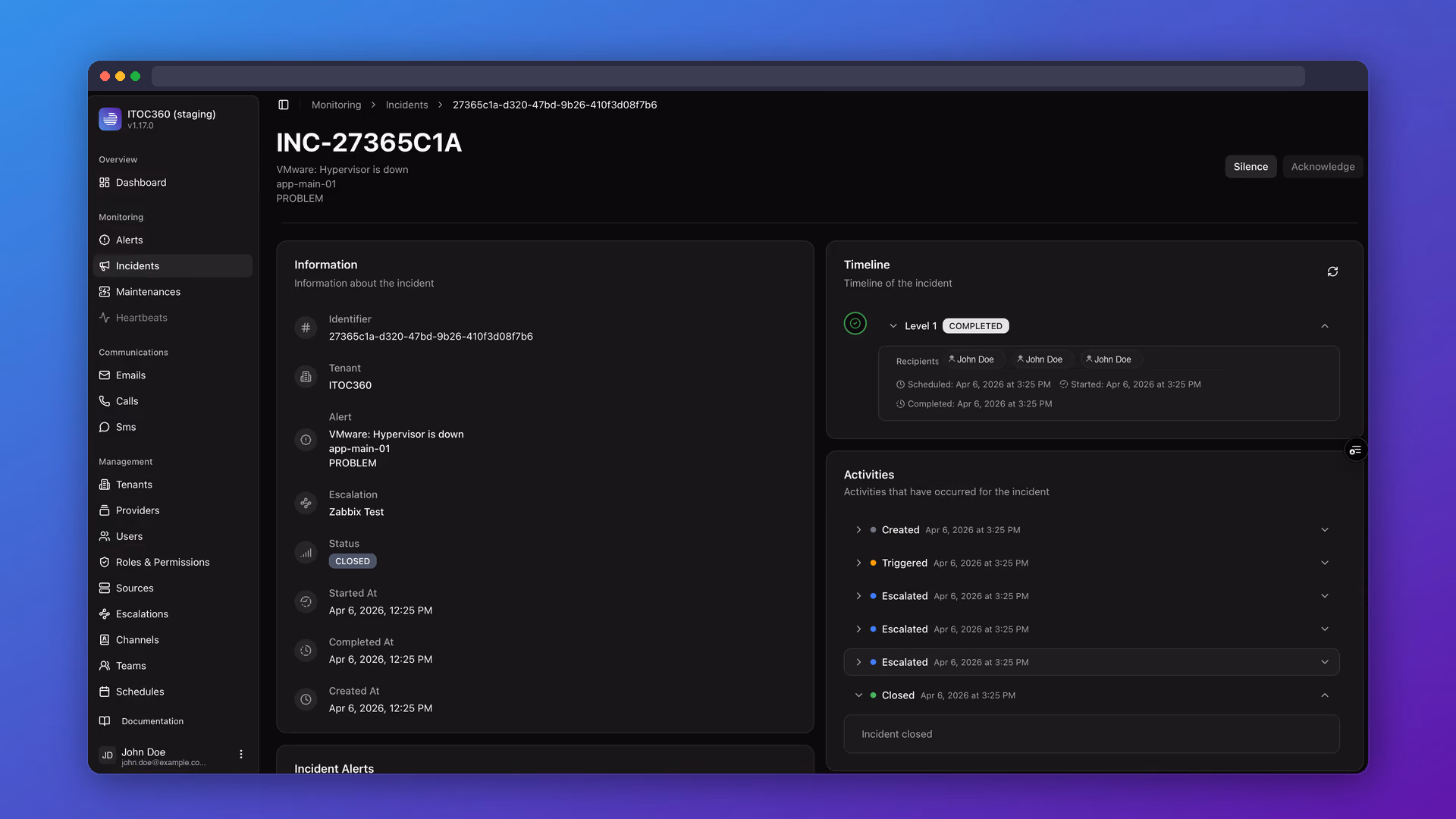  ITOC360 incident view
