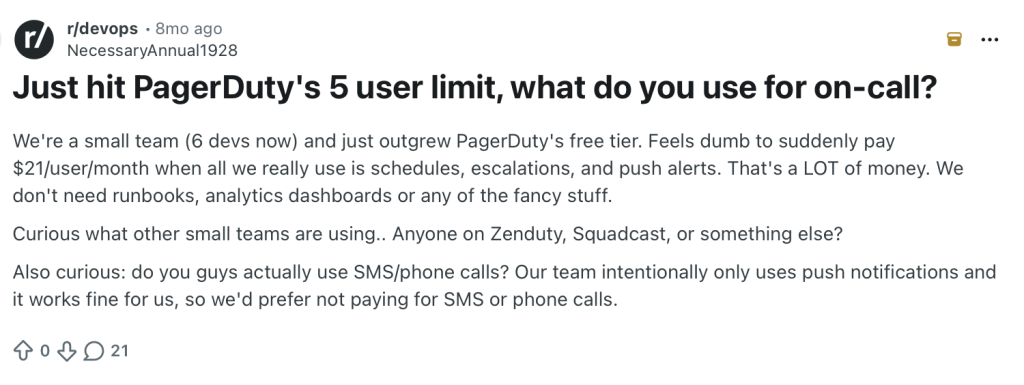 PagerDuty Pricing in 2026: Is It Worth the Cost? 2 pagerduty pricing comment on reddit